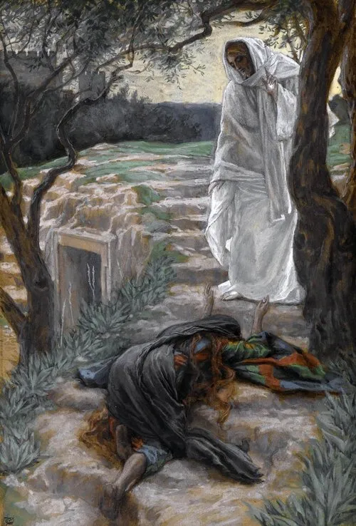 Nhận ra Chúa Giêsu, bà Maria Madalena sấp mình kêu lên "Rabbi", "Lạy Thầy"