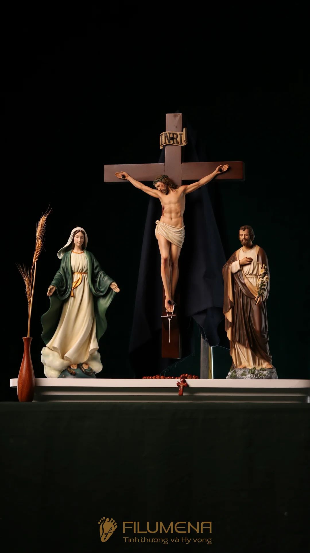 Bàn thờ Thiên Chúa bằng gỗ 1 kệ 3 tầng mã BT3