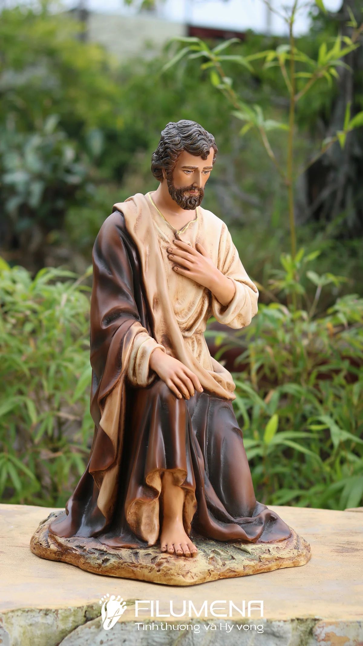 Bộ tượng Giáng sinh 50 cm 5 nhân vật tông màu sáng cổ điển