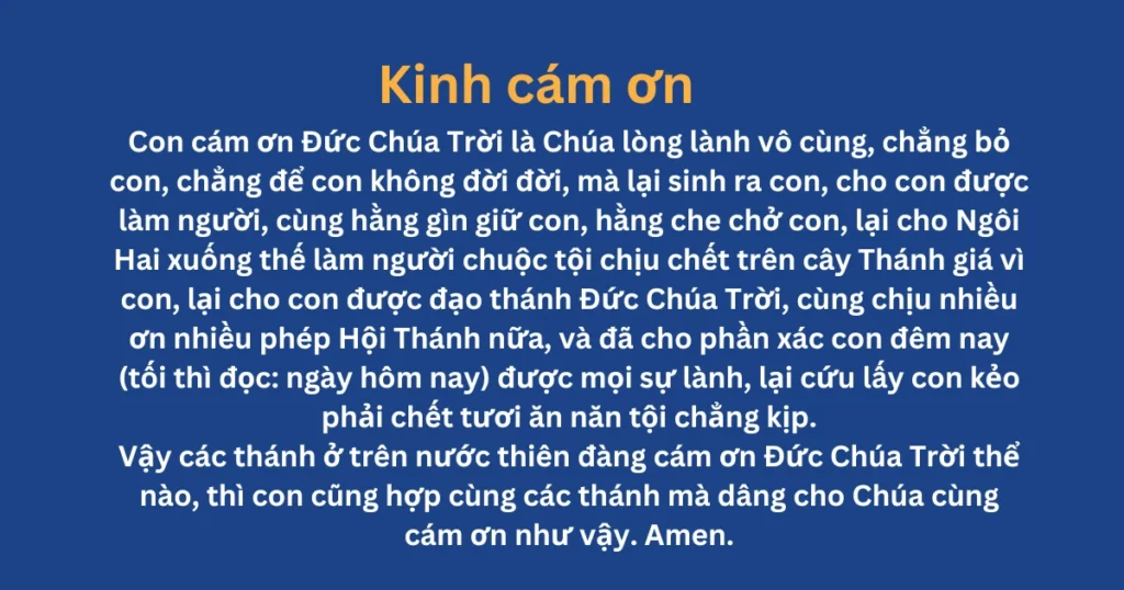 Kinh Cám Ơn - lời kinh tạ ơn Chúa mỗi ngày