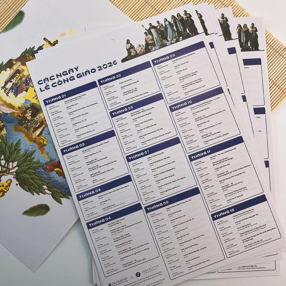 Lịch các ngày lễ trọng Công giáo 2026 bản cầm tay