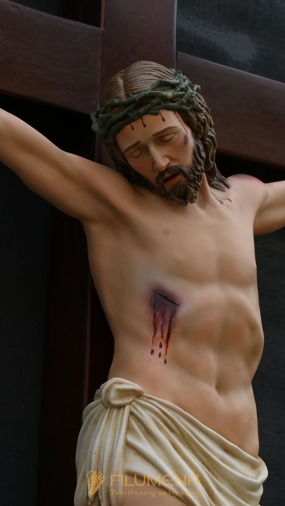 Tượng Chúa chịu nạn cao 60 cm Thánh giá gỗ lát