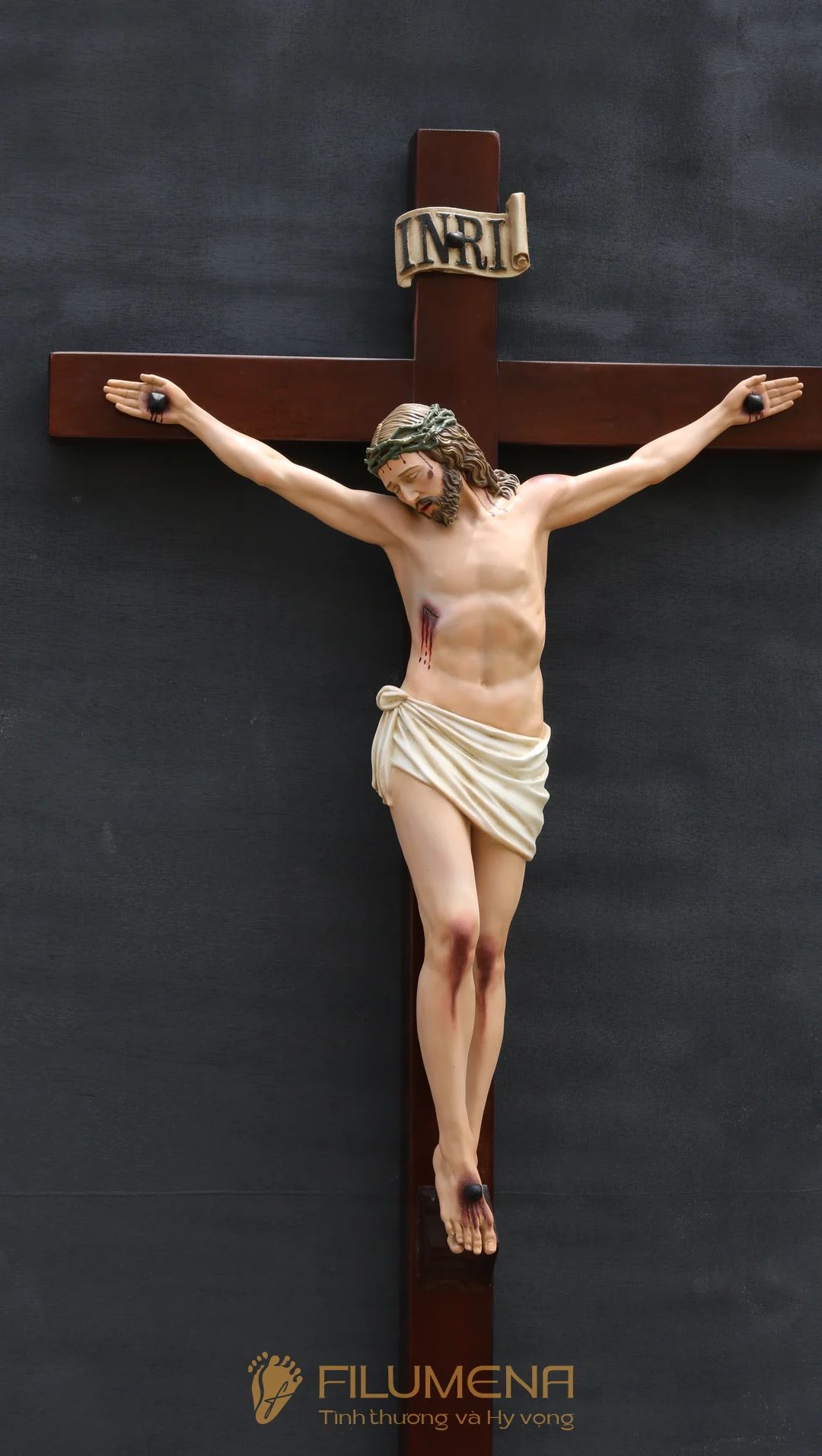 Tượng Chúa chịu nạn cao 60 cm Thánh giá gỗ lát