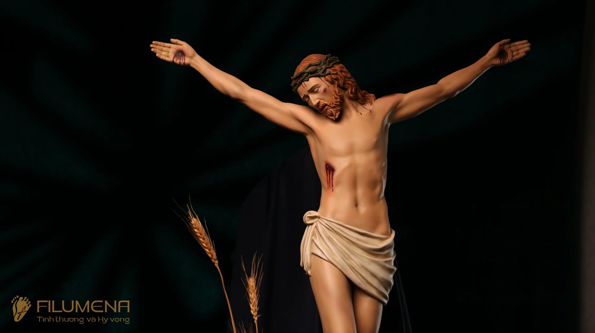 Tượng Chúa chịu nạn cao 80 cm bằng đá tái tạo