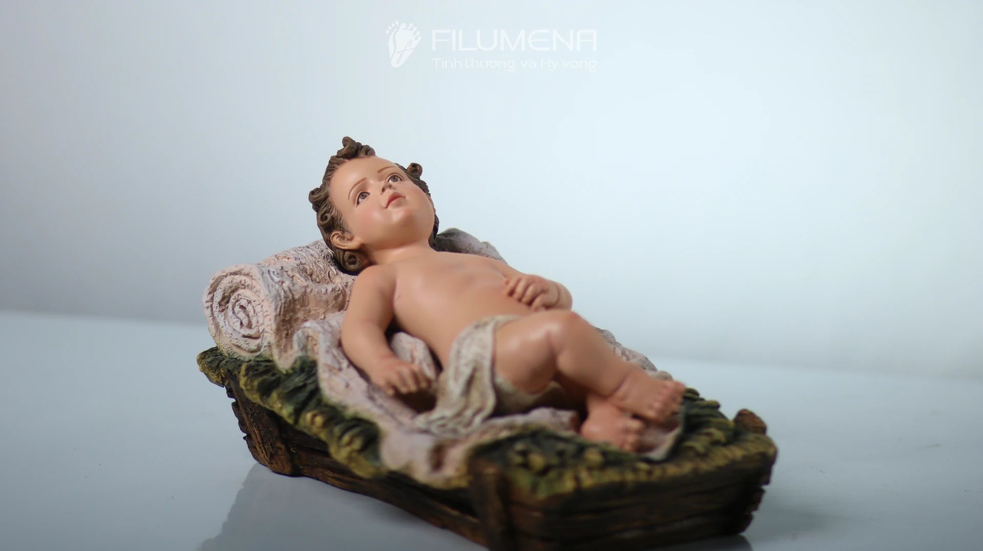 Bộ tượng Giáng sinh 50 cm 5 nhân vật tông màu sáng cổ điển