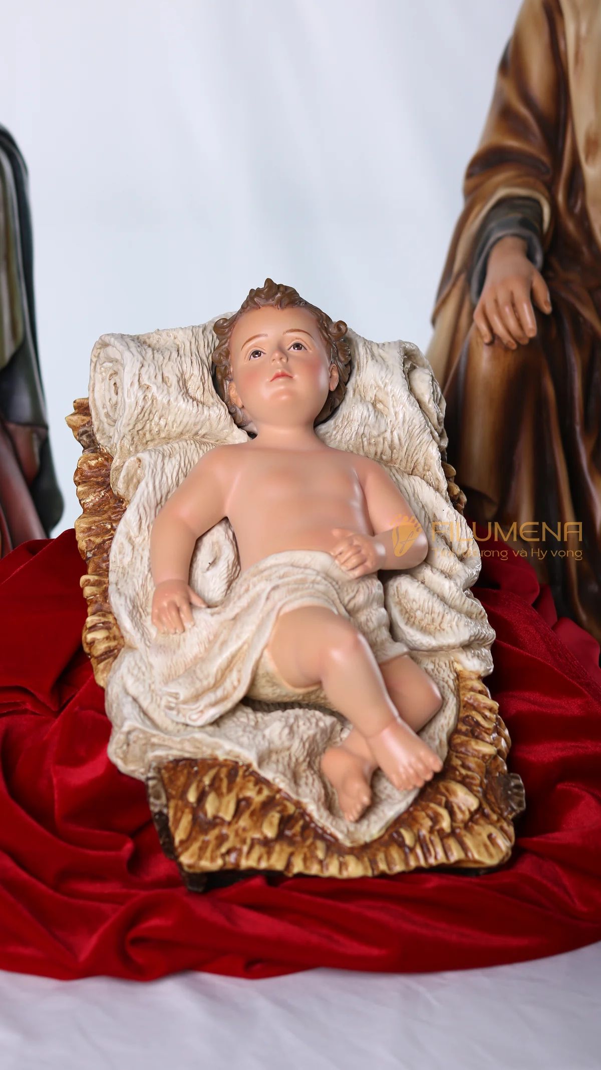 Bộ tượng Giáng sinh 50 cm 5 nhân vật tông màu sáng cổ điển