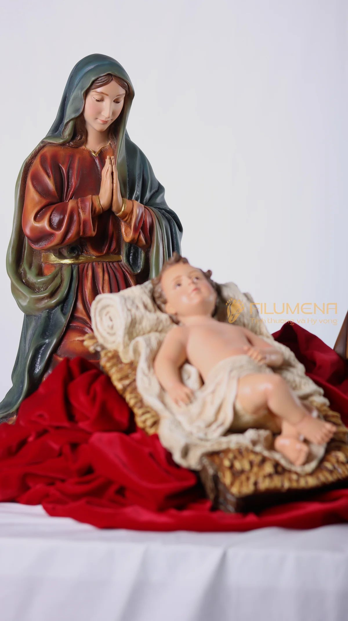 Bộ tượng Giáng sinh 50 cm 3 nhân vật tông màu trầm cổ điển