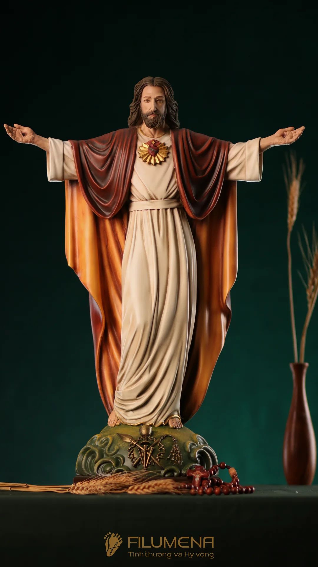 Tượng Chúa Ki-tô Vua Vũ trụ cao 50 cm bằng bột đá