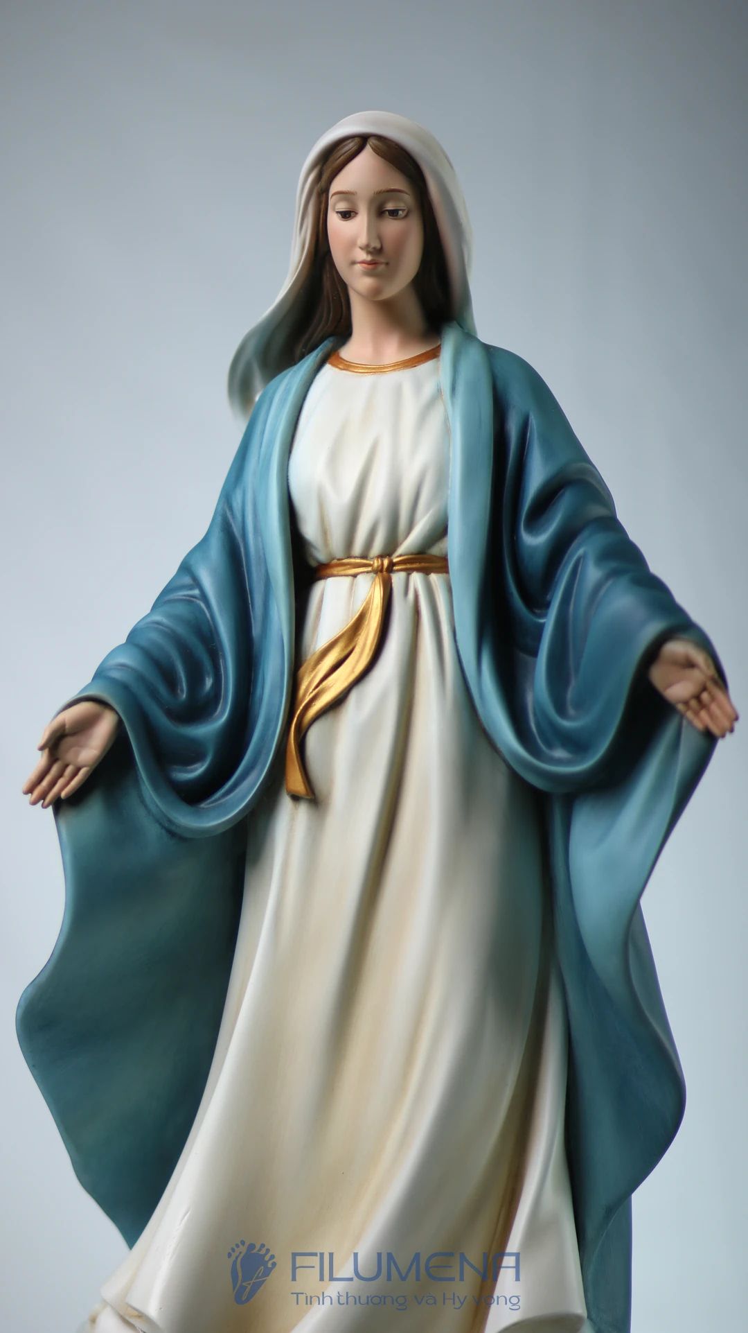 Tượng Đức Mẹ Ban Ơn cao 50 cm, 60 cm màu xanh nước biển