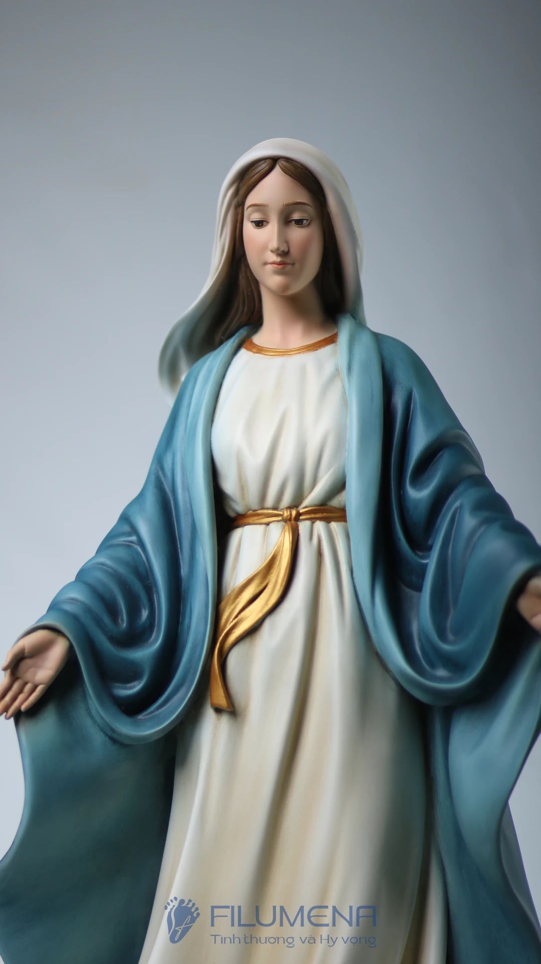 Tượng Đức Mẹ Ban Ơn cao 50 cm, 60 cm màu xanh nước biển