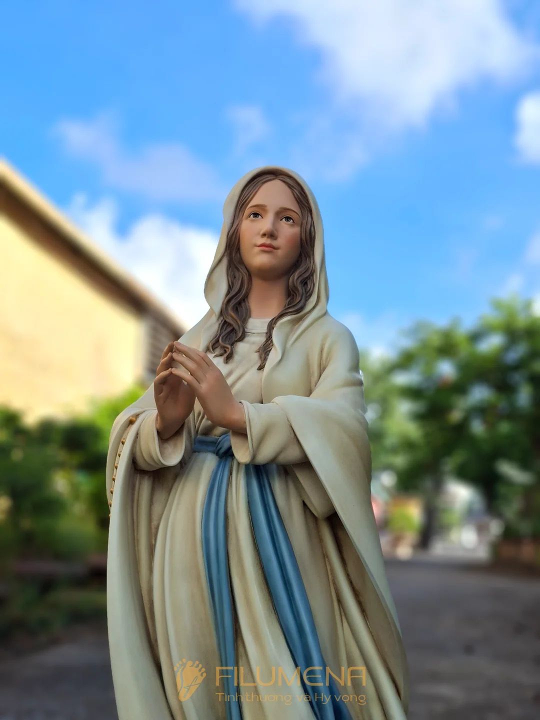 Tượng Đức Mẹ Lộ Đức cao 110 cm màu trắng