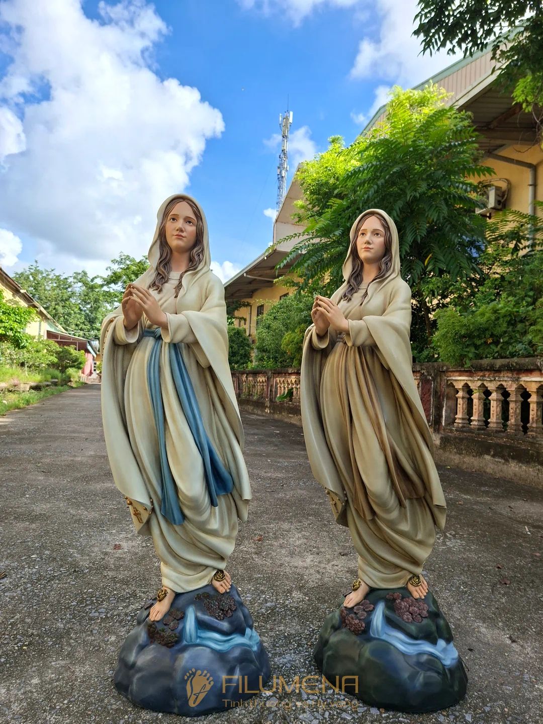 Tượng Đức Mẹ Lộ Đức cao 110 cm màu trắng