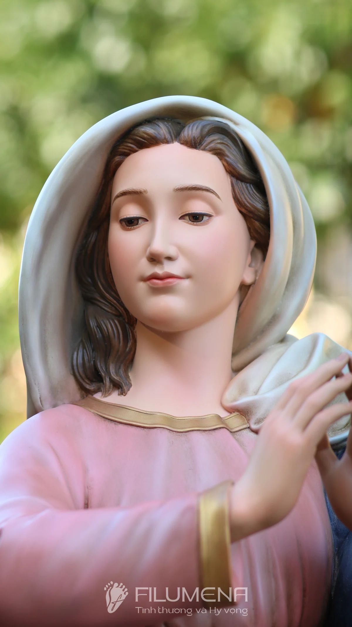 Tượng Đức Mẹ Vô Nhiễm Nguyên Tội cao 120 cm màu trầm truyền thống