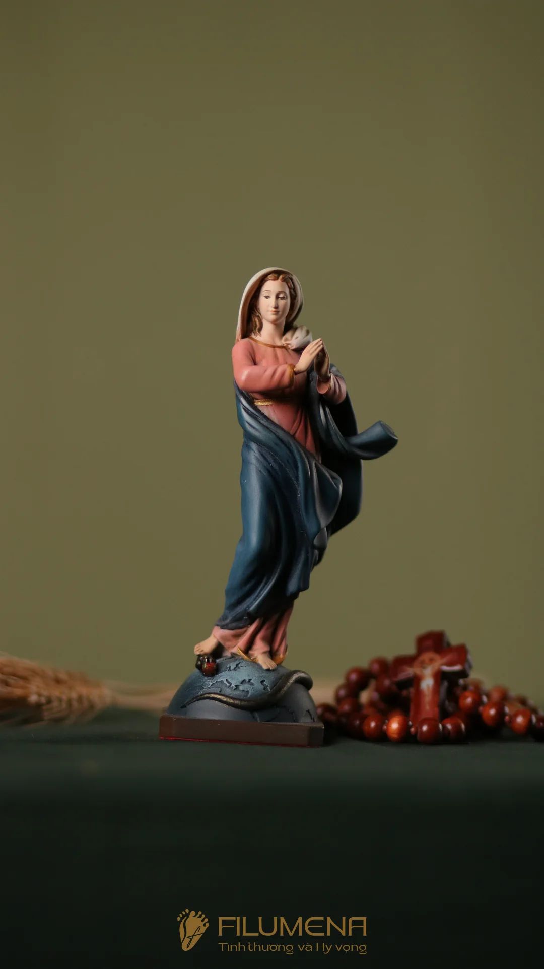Tượng Đức Mẹ Vô Nhiễm Nguyên Tội cao 15, 20 cm, tác phẩm của Filumena