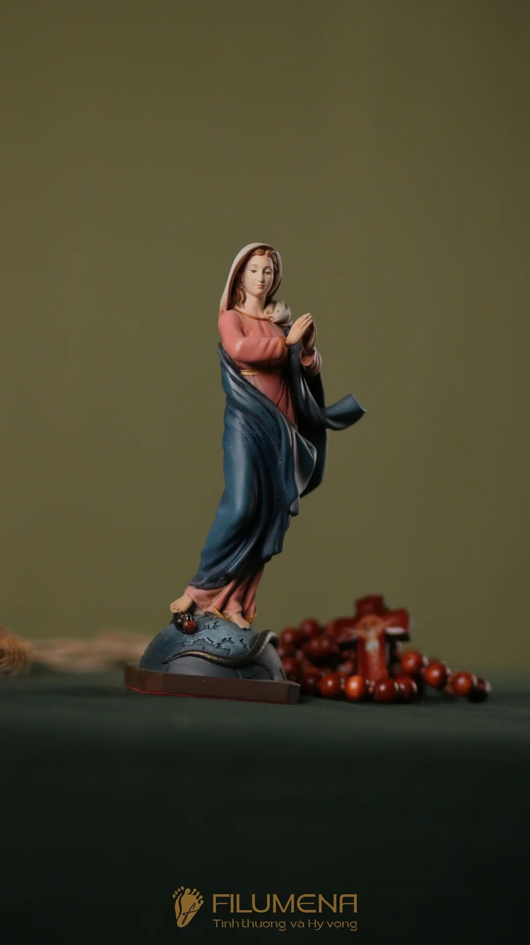 Tượng Đức Mẹ Vô Nhiễm Nguyên Tội cao 15, 20 cm, tác phẩm của Filumena