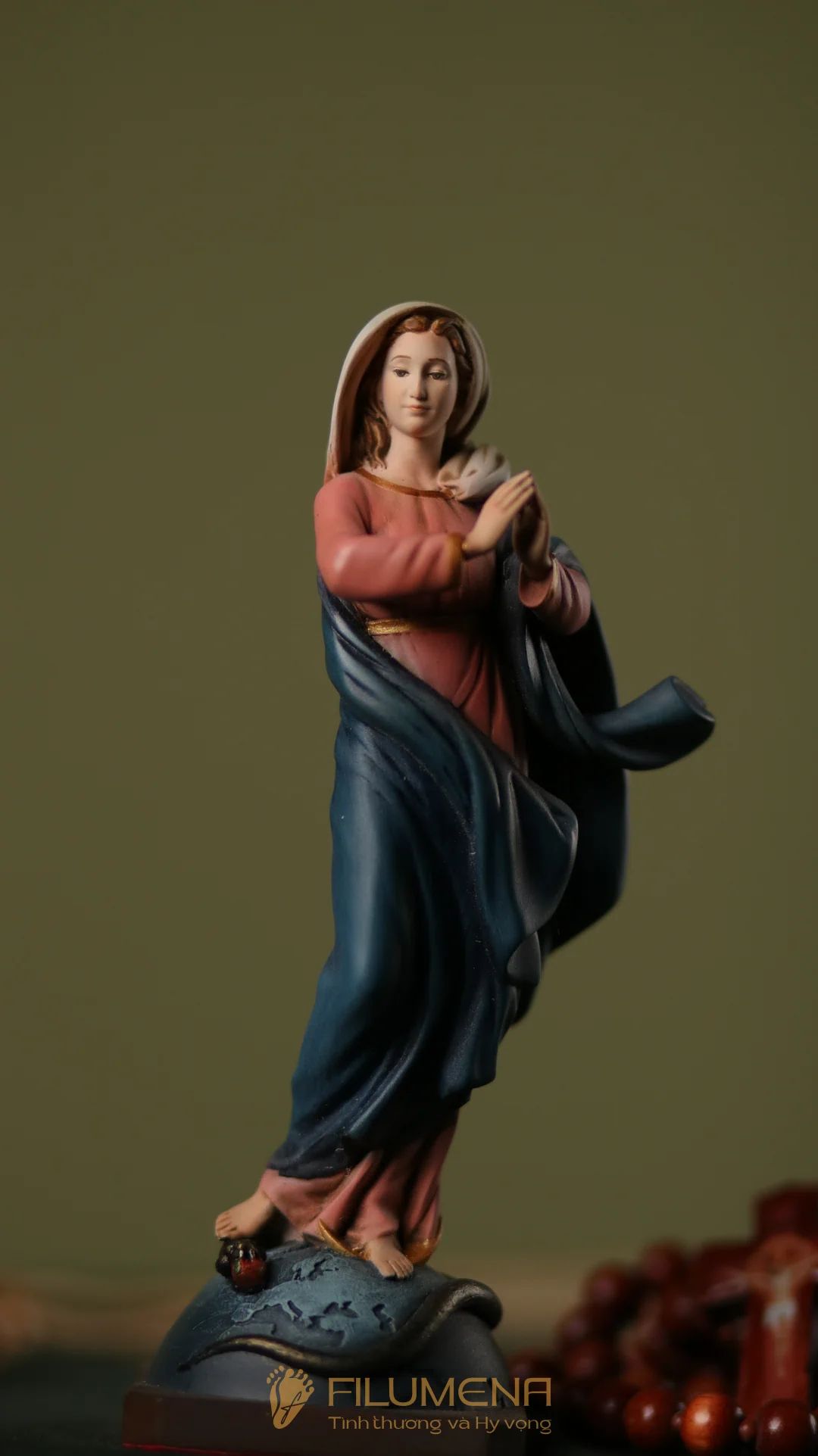 Tượng Đức Mẹ Vô Nhiễm Nguyên Tội cao 15, 20 cm, tác phẩm của Filumena