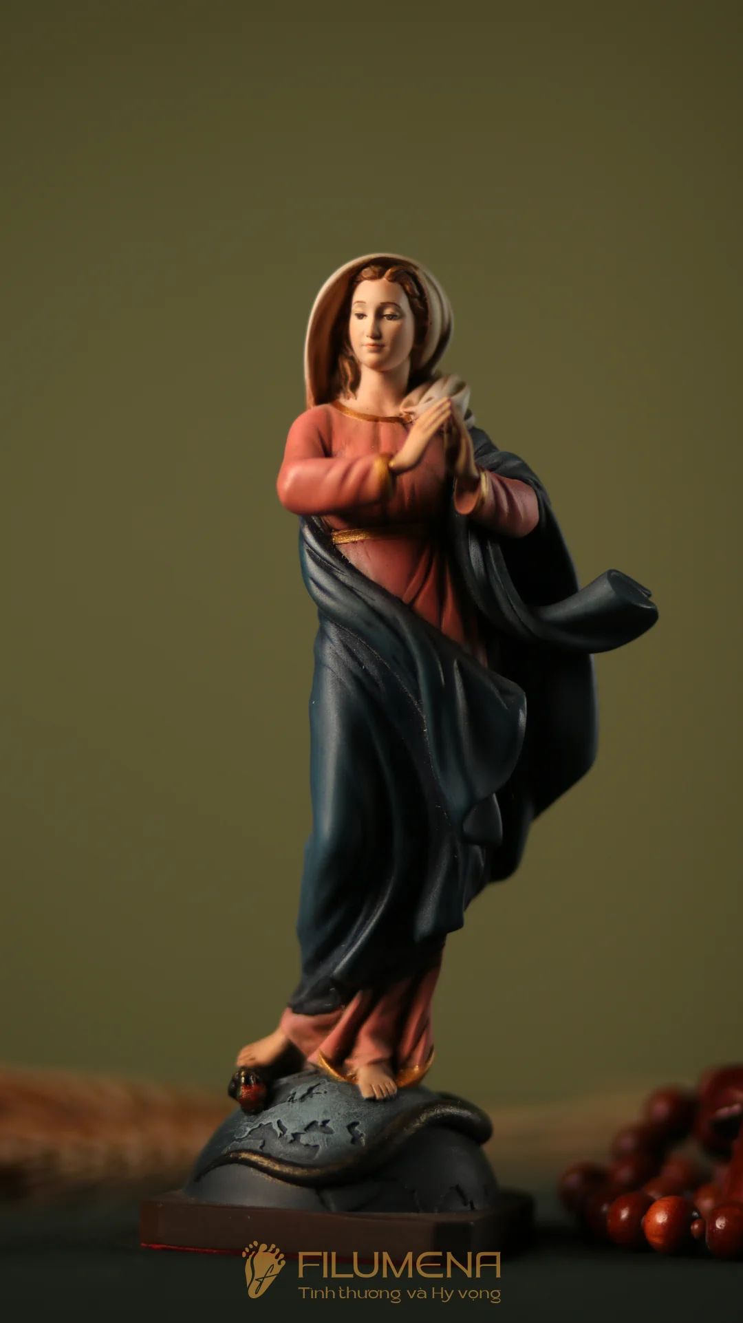 Tượng Đức Mẹ Vô Nhiễm Nguyên Tội cao 15, 20 cm, tác phẩm của Filumena