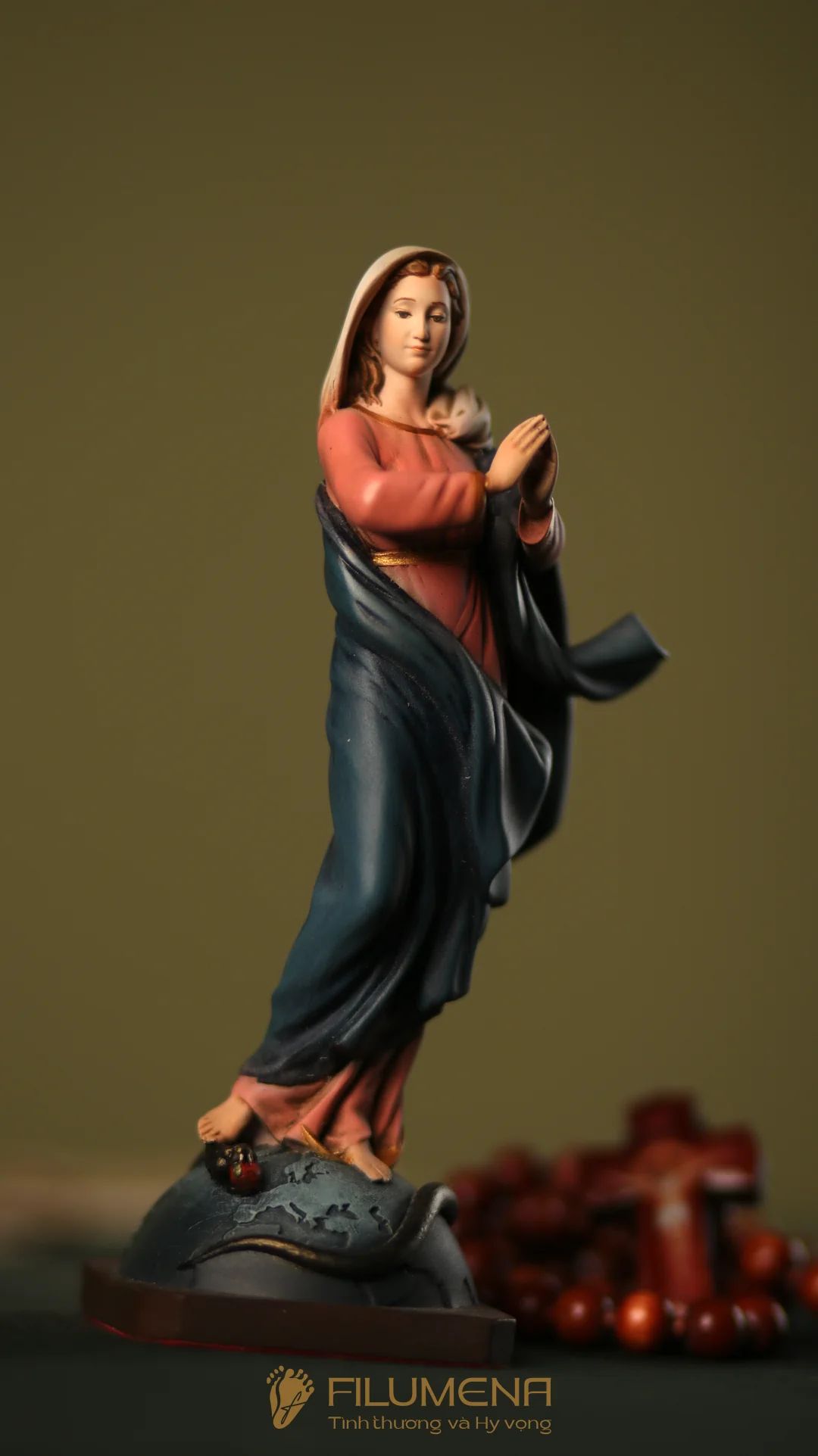 Tượng Đức Mẹ Vô Nhiễm Nguyên Tội cao 15, 20 cm, tác phẩm của Filumena
