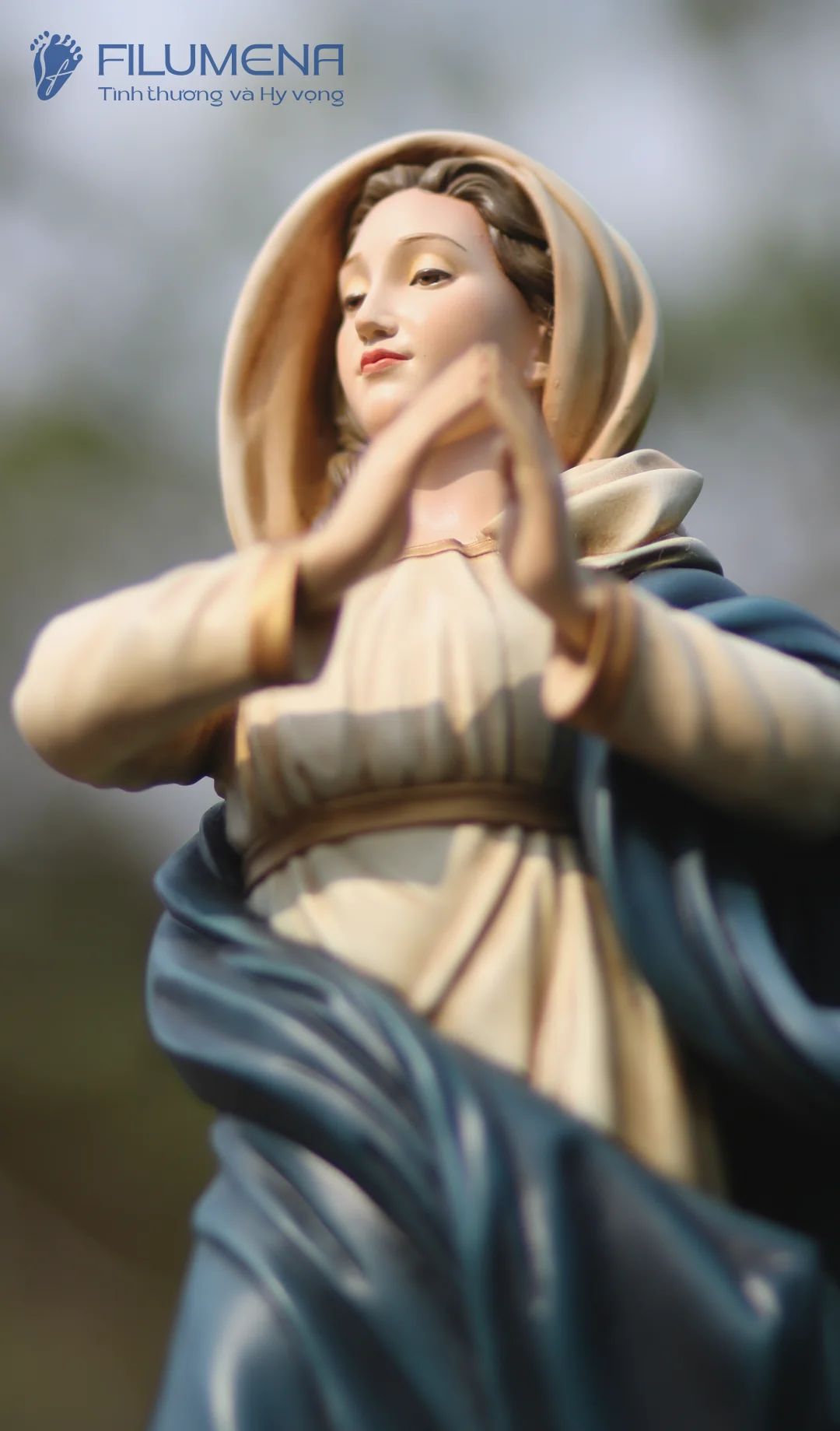 Tượng Đức Mẹ Vô Nhiễm Nguyên Tội cao 50 cm mã màu M1 bằng bột đá