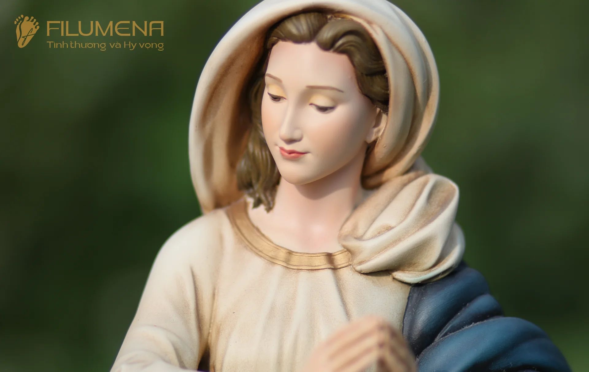 Tượng Đức Mẹ Vô Nhiễm Nguyên Tội cao 50 cm mã màu M1 bằng bột đá