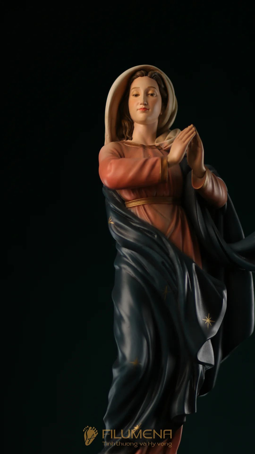 Tượng Đức Mẹ Vô Nhiễm Nguyên Tội cao 50 cm mã màu M2 bằng bột đá