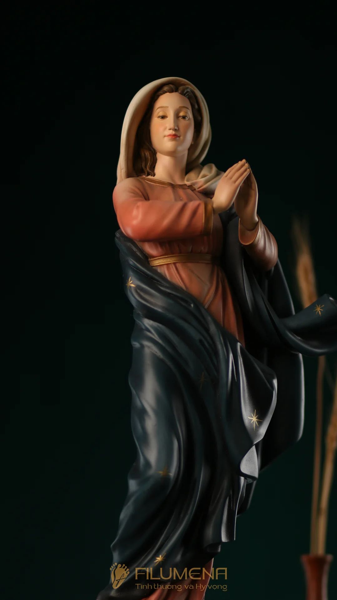 Tượng Đức Mẹ Vô Nhiễm Nguyên Tội cao 50 cm mã màu M2 bằng bột đá
