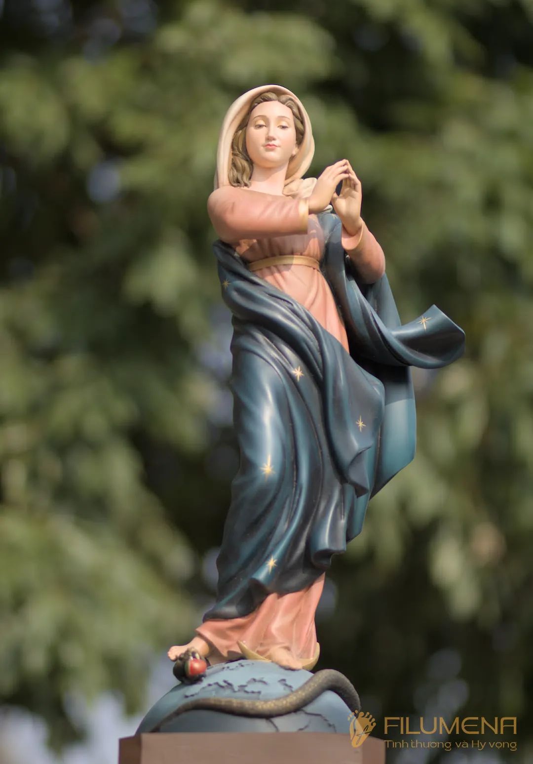 Tượng Đức Mẹ Vô Nhiễm Nguyên Tội cao 60 cm mã màu M2 bằng bột đá