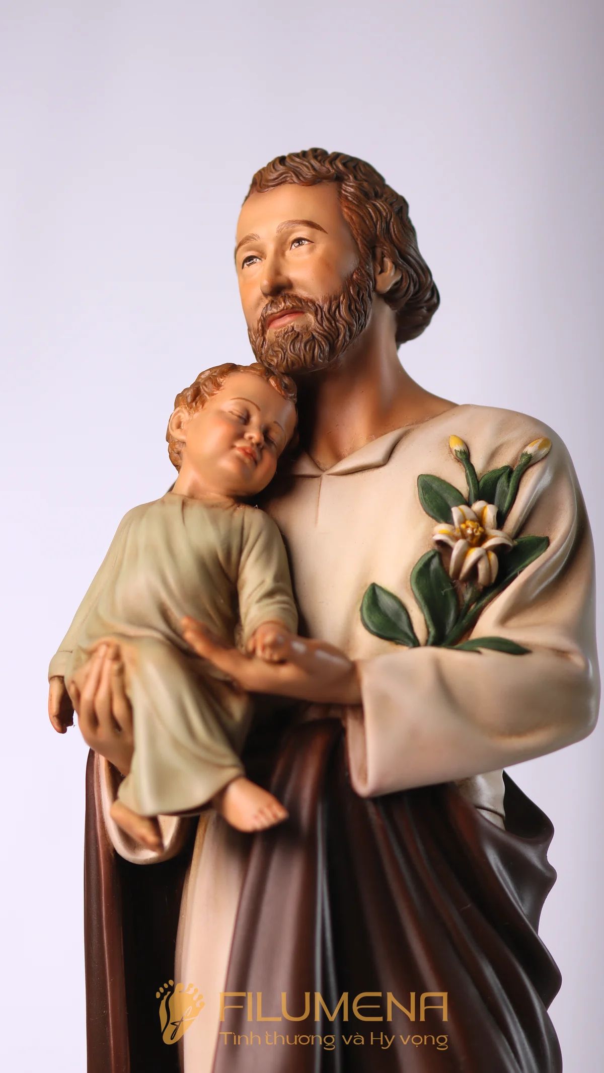 Tượng Thánh Giu-se bế Chúa cao 40 cm màu M1