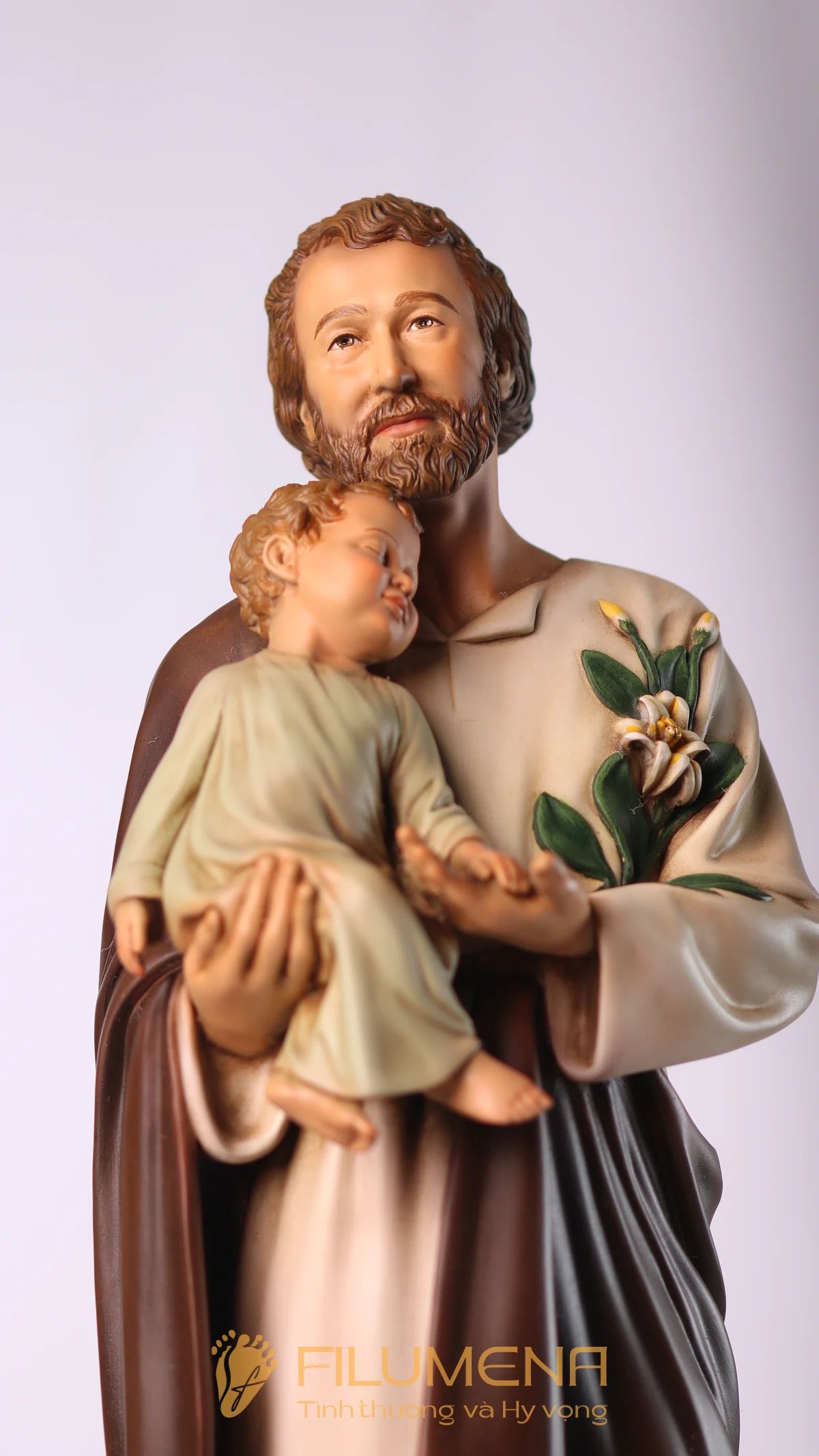 Tượng Thánh Giu-se bế Chúa cao 40 cm màu M1