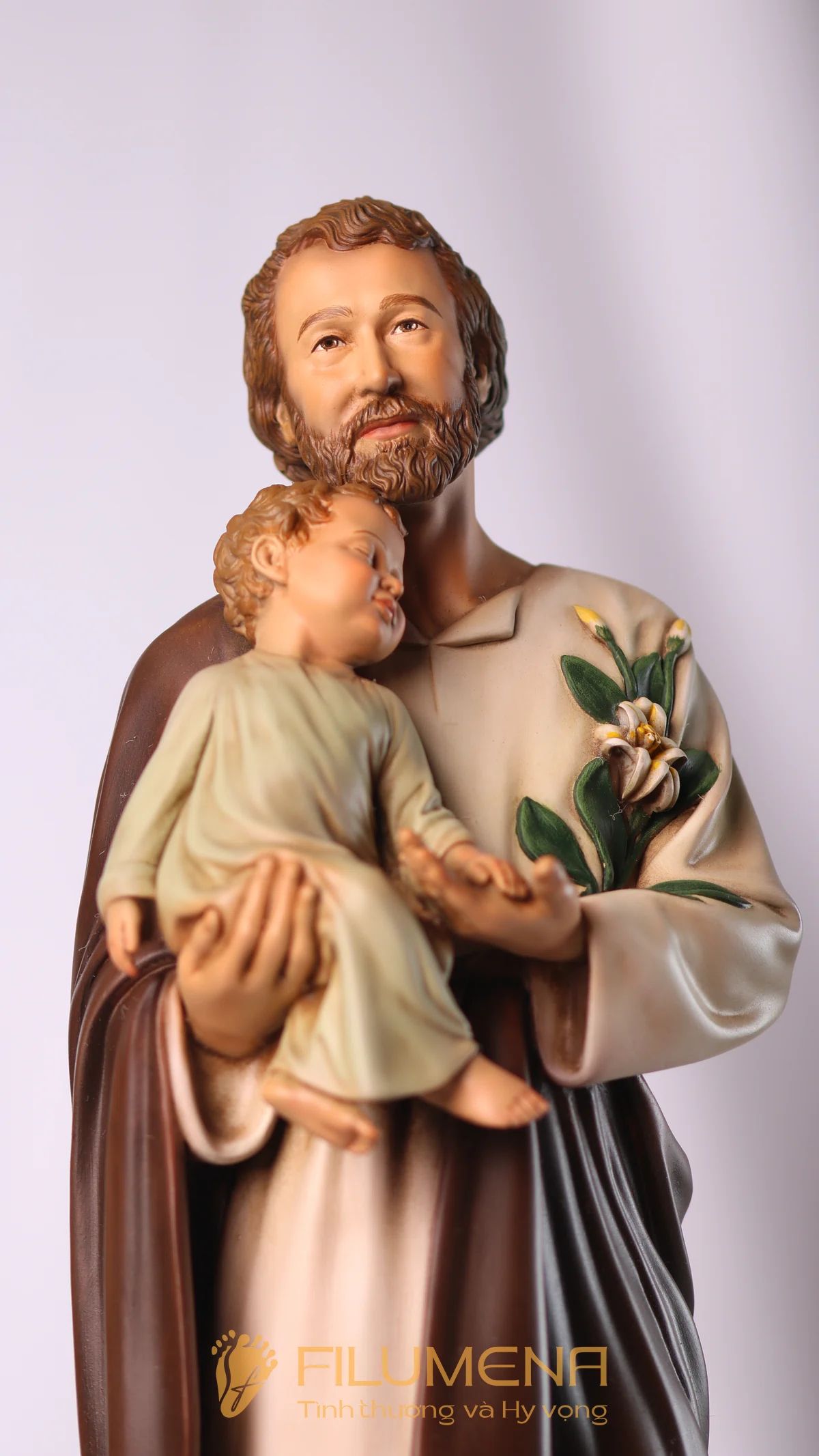 Tượng Thánh Giu-se bế Chúa cao 40 cm màu M1