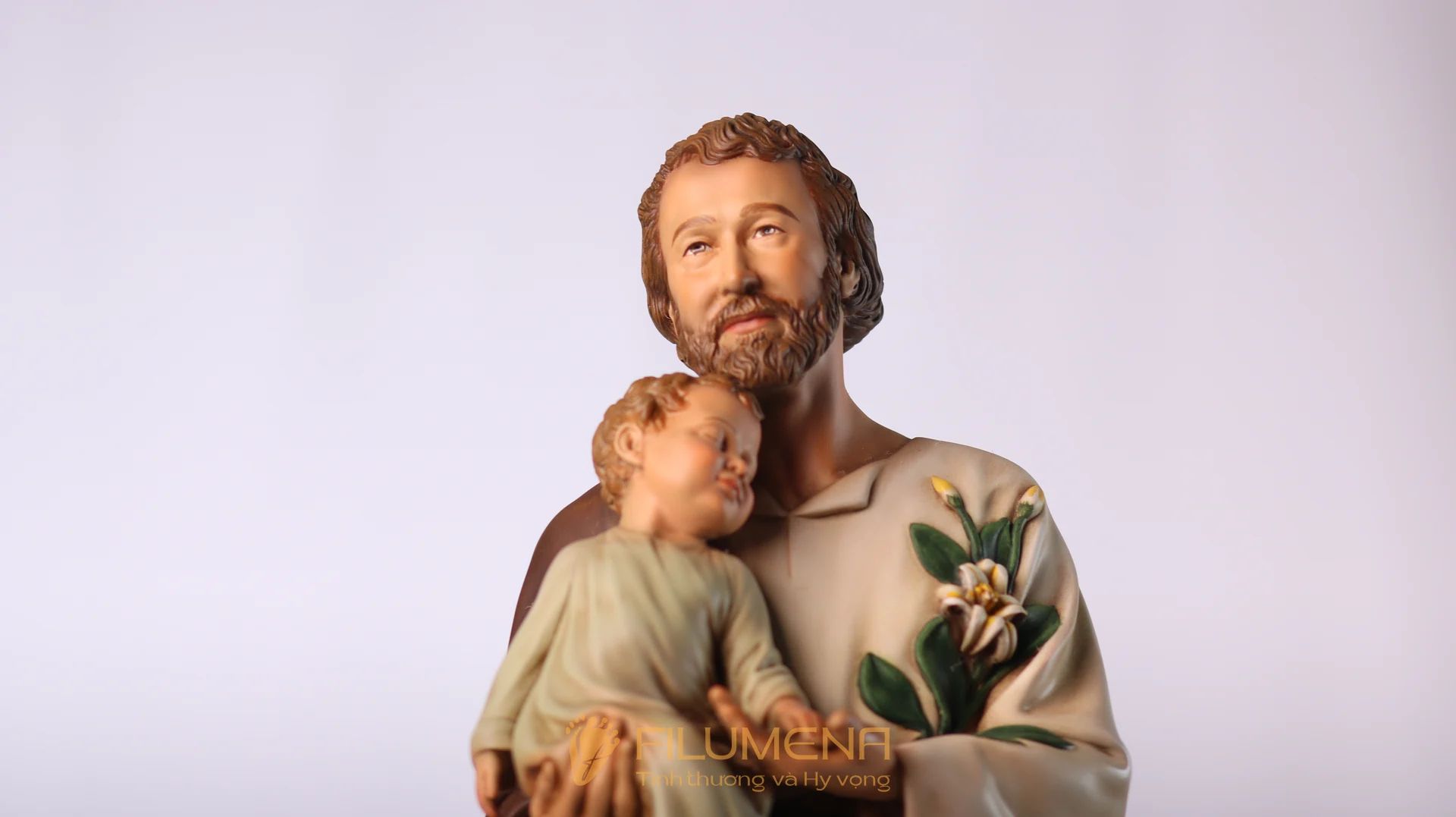 Tượng Thánh Giu-se bế Chúa cao 40 cm màu M1